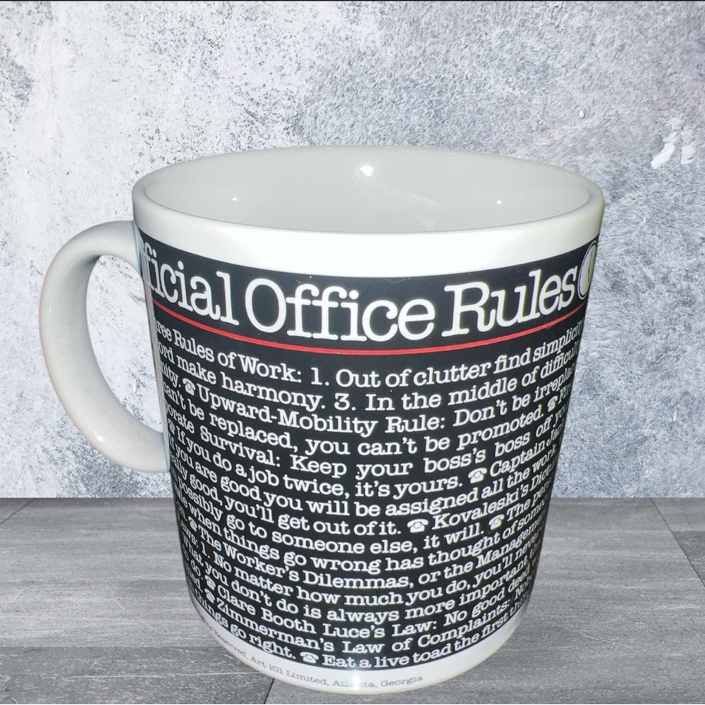 Vtg 1983 Japan Official Office Rules Ceramic Coffee Mug Toscany Collection
